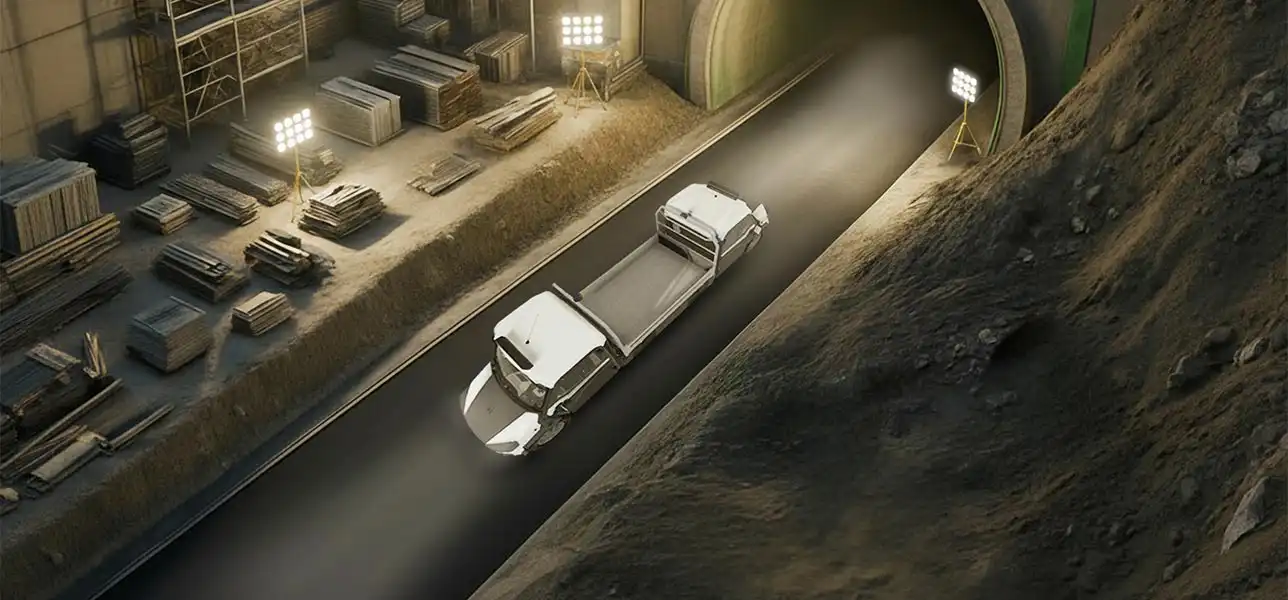 Zweikabinenfahrzeug mit doppelter Fahrtrichtung für Tunnel und Galerien